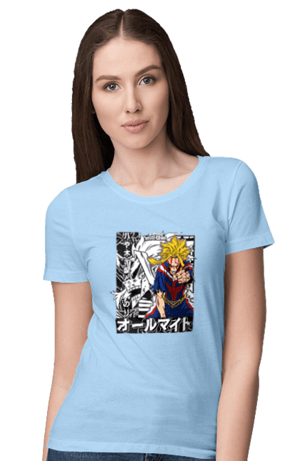 Women`s t-shirt with prints My hero academy All Might. All might, anime, manga, mga, my hero academy, one for all, yagi toshinori. 2070702