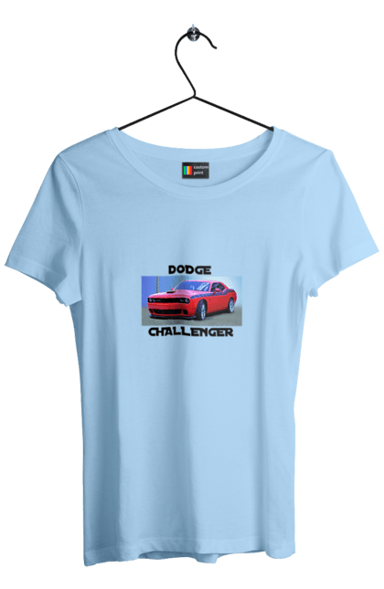 Women`s t-shirt with prints Dodge challenger. An american legend, auto, car, classic car, cult car, dodge challenger, oil car, powerful car. 2070702