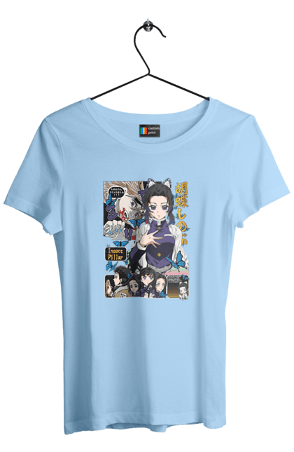 Women`s t-shirt with prints Demon Slayer Shinobu. Anime, demon slayer, kimetsu no yaiba, manga, serial, shinobu. 2070702