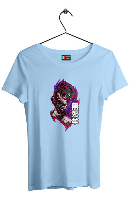 Women's t-shirt with prints Demon Slayer Kokushibo. Anime, demon slayer, eternal paradise faith, kimetsu no yaiba, kokushibo, manga, nezuko, twelve kizuki, upper rank six. 2070702