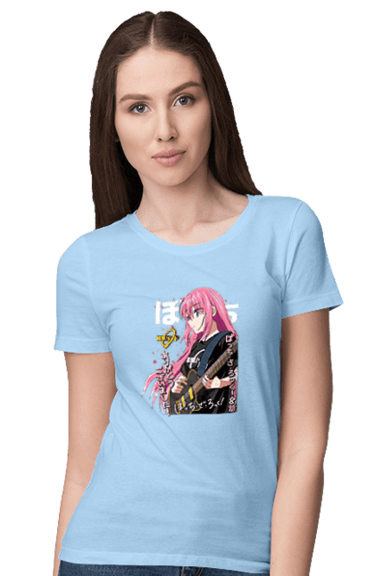 Women's t-shirt with prints Bocchi the Rock! Hitori Gotou. Anime, bocchi the rock, hitori goto, hitori gotou, manga, music, rock. 2070702