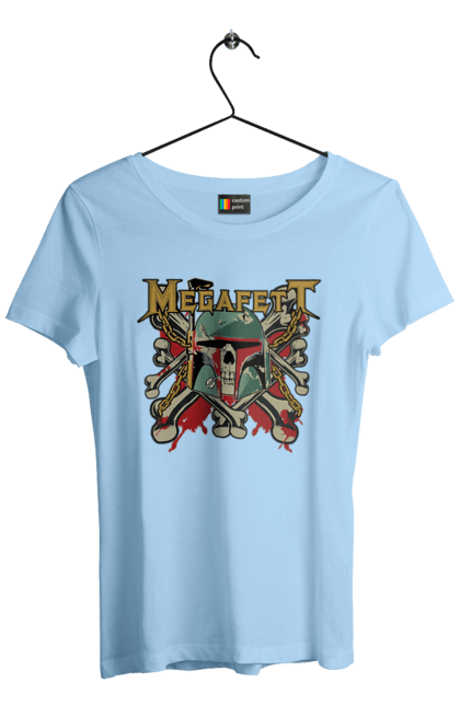 Футболка жіноча з принтом "Megafett". Boba fett, megadeth, megafett, боба фетт, зоряні війни, клон, мисливець за головами. 2070702