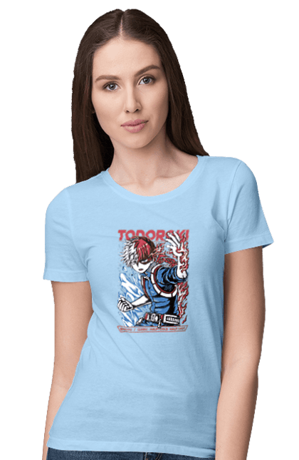 Women's t-shirt with prints My Hero Academia Shoto Todoroki. Anime, manga, my hero academia, shoto, shoto todoroki, todoroki, yue academy. 2070702