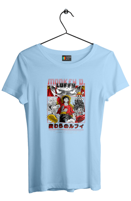 Women's t-shirt with prints One Piece Luffy. Anime, luffy, manga, monkey de luffy, one piece, pirates. 2070702