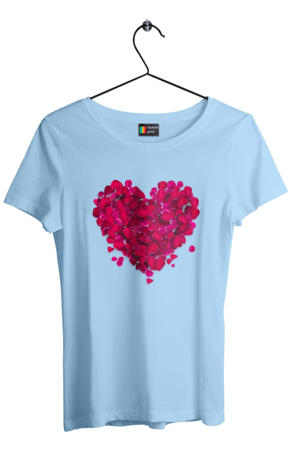 Women`s t-shirt with prints Heart From Rose Petals. Petals, rose flower. 2070702