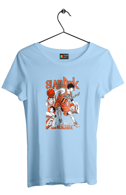 Women's t-shirt with prints Slam Dunk Kaede Rukawa. Anime, basketball, comedy, kaede rukawa, manga, school, shonen, slam dunk, sports anime. 2070702