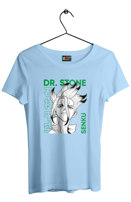 Футболка жіноча з принтом "Dr. Stone Сенку". Dr. stone, ishigami, senku, senku ishigami, аніме, доктор стоун, ісіґамі, ісіґамі сенку, манга, сенку. 2070702