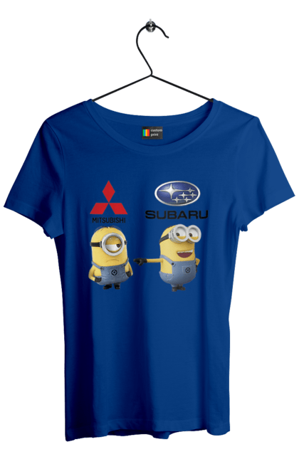 Футболка жіноча з принтом "Minion Субару". Авто, машини, міньйони, мітсубісі, субару. 2070702