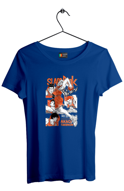 Women's t-shirt with prints Slam Dunk Takenori Akagi. Anime, basketball, comedy, manga, school, shonen, slam dunk, sports anime, takenori akagi. 2070702