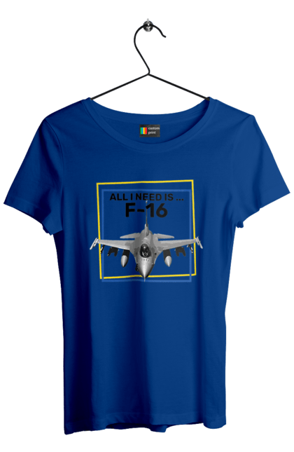 Women`s t-shirt with prints F16. Airplane, f16, himars, weapon, zaluzhny. 2070702