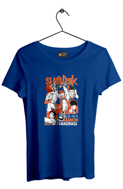 Футболка жіноча з принтом "Слем данк Сакурагі Ханамічі". Hanamichi sakuragi, slam dunk, аніме, баскетбол, манга, сакурагі ханамічі, слем-данк, спокон, спортивне аніме, сьонен. 2070702