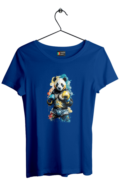 Women's t-shirt with prints Panda Boxer art. Animals, boxer, boxer art, boxing, panda, panda boxer, panda boxer art. CustomPrint.market