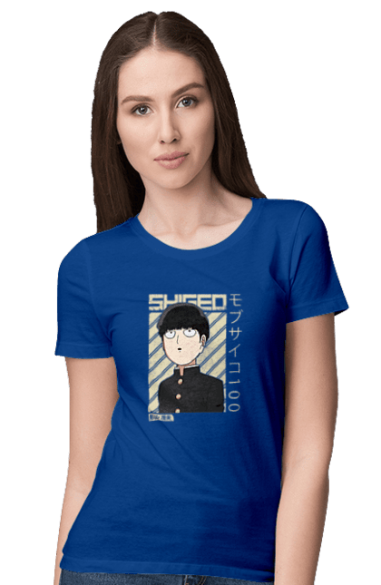 Футболка жіноча з принтом "Mob Psycho 100". Anime, manga, mob psycho 100, shigeo kageyama, аніме, манга, моб, моб-вар ят 100, сігео кагеяма, шіґео каґеяма. 2070702