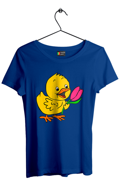 Футболка жіноча з принтом "Курча З Тюльпаном". Курча, тюльпан. 2070702