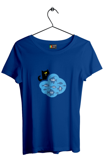 Футболка жіноча з принтом "Кіт програміст". Angular, c, css, html, it, javascript, jquery, php, python, react, svelt, vue, айтишник, айті, гумор, код, кодувати, прогер, програміст, програмісти, ти ж, ти ж програміст, тиж програміст. 2070702