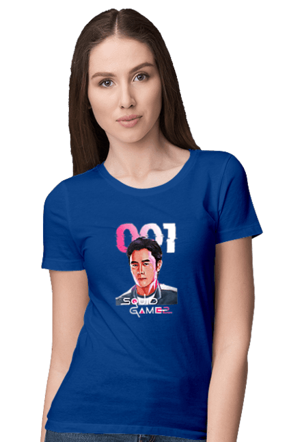 Women`s t-shirt with prints Squid Game Hwang In ho. 001, front man, hwang in-ho, netflix, player 001, squid game, tv series. 2070702