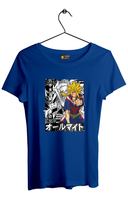 Футболка женская с принтом Моя геройская академия Всемогущий. All might, my hero academia, yagi toshinori, академия юэй, аниме, всемогущий, манга, моя геройская академия, один за всех, тошинори яги. 2070702