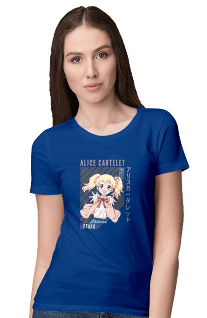 Women's t-shirt with prints Kiniro Mosaic Alice Cartelet. Alice, alice cartelet, anime, gold mosaic, kiniro mosaic, kinmoza, manga. 2070702