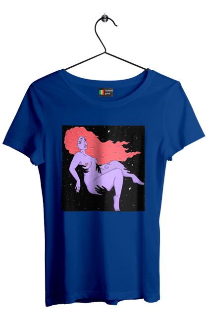 Women`s t-shirt with prints Purple Girl In Black Dire. Girl, paw. 2070702