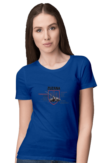 Women`s t-shirt with prints Zuzana (SPG) two coats of arms. Howitzer, industrious, suzanne, zuzana. 2070702