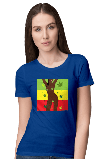 Women`s t-shirt with prints Naked Girl And Hemp. Hemp, naked, smoke, tits. 2070702