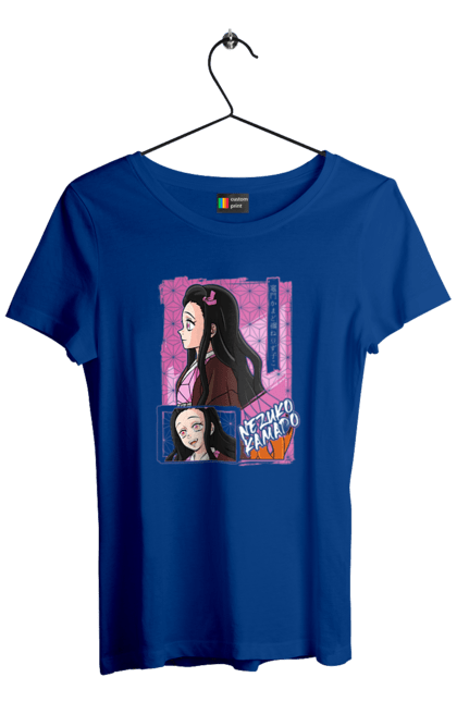 Women`s t-shirt with prints Demon Slayer Nezuko. Anime, demon slayer, kimetsu no yaiba, manga, nezuko, serial. 2070702
