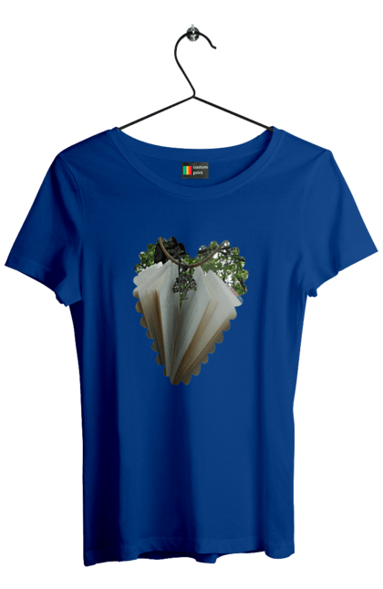 Women`s t-shirt with prints Book valentine. Books, decoration, heart, heart shape, love, nature, reading, wood. 2070702