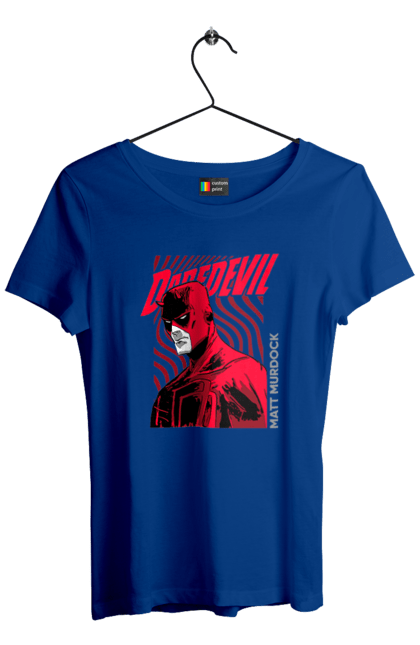 Футболка женская с принтом Сорвиголова. Daredevil, marvel, matt murdock, марвел, мэтт мёрдок, сериал, сорвиголова, супергерой, телесериал, юрист. 2070702