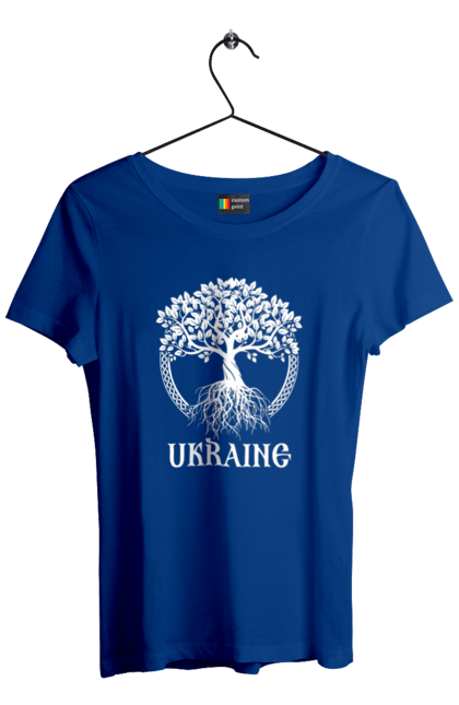 Футболка жіноча з принтом "Дерево Україна". Дерево, дерево з корінням, дерево україна, зсу, патріотична, україна, українська. 2070702