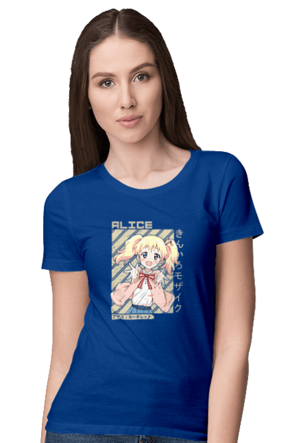 Women's t-shirt with prints Kiniro Mosaic Alice Cartelet. Alice, alice cartelet, anime, gold mosaic, kiniro mosaic, kinmoza, manga. 2070702