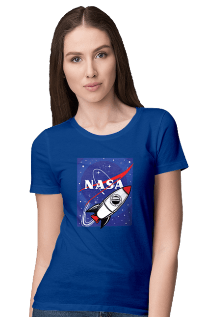 Women's t-shirt with prints NASA. Aeronautics, astronautics, aviation, nasa, research, rocket, science, space, technologies, usa. 2070702