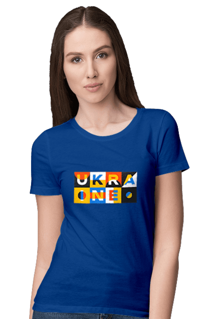 Women`s t-shirt with prints Ukraine. Symbol of ukraine, ukraine, ukrainian inscription, ukrainian text. 2070702