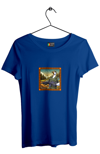 Футболка жіноча з принтом "Гусячий десант". Біологічна зброя, бойові гуси, військовий гусак, гусячий десант, зброєні сили, прапор, символіка, україна. 2070702