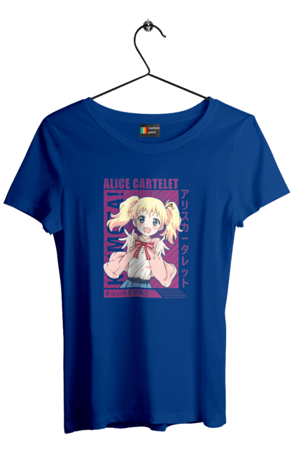 Футболка жіноча з принтом "Золота мозаїка Аліса Картелет". Alice cartelet, anime, kiniro mosaic, kinmoza, manga, аліса, аліса картелет, аніме, золота мозаїка, манга. 2070702