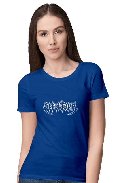 Women's t-shirt with prints Sepultura. Death metal, det metal, groove metal, group, metal, music, rock, sepulture, thrash metal, trash metal. 2070702