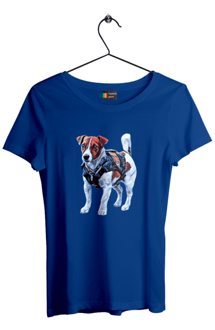 Women`s t-shirt with prints Dog Patron. Cartridge, dog, dog cartridge, ukraine, зсу. 2070702