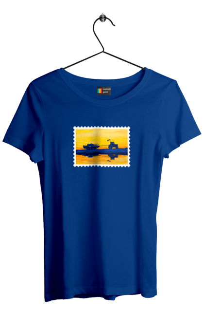 Футболка жіноча з принтом "Нова марка, трактор що тягне танк". Добрий вечір, доброго вечора, марка, марка україни, марка укрпочта, ні війні, трактор тягне танк, тракторні війська, укрпочта. 2070702