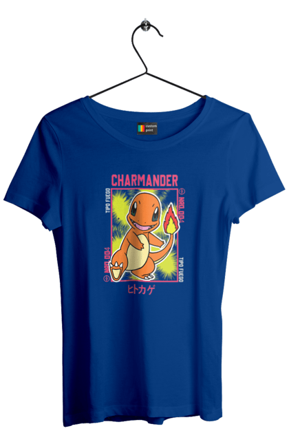 Футболка женская с принтом Покемон Чармандер. Charmander, nintendo, pokemon, pokémon go, аниме, игры, покемон, чармандер. 2070702