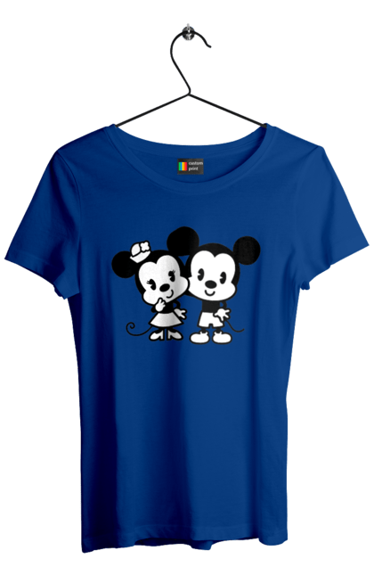 Футболка женская с принтом Микки Маус и Минни Маус. Mickey mouse, minnie mouse, дисней, микки, микки маус, минни маус, мультфильм. 2070702