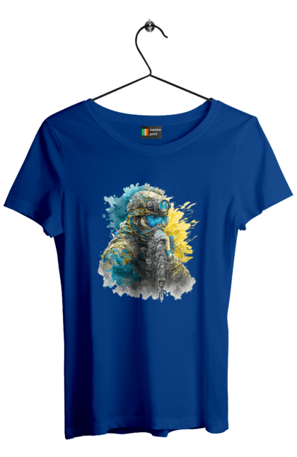 Футболка жіноча з принтом "Снайпер ЗСУ". Армія, зсу, прапор україни, символи україни, снайпер, солдат, україна. 2070702