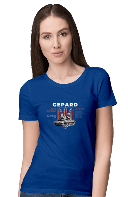 Women`s t-shirt with prints Gepard. Cheetah, f16, howitzer, industrious, nasams, stinger, suzanne, zuzana. 2070702