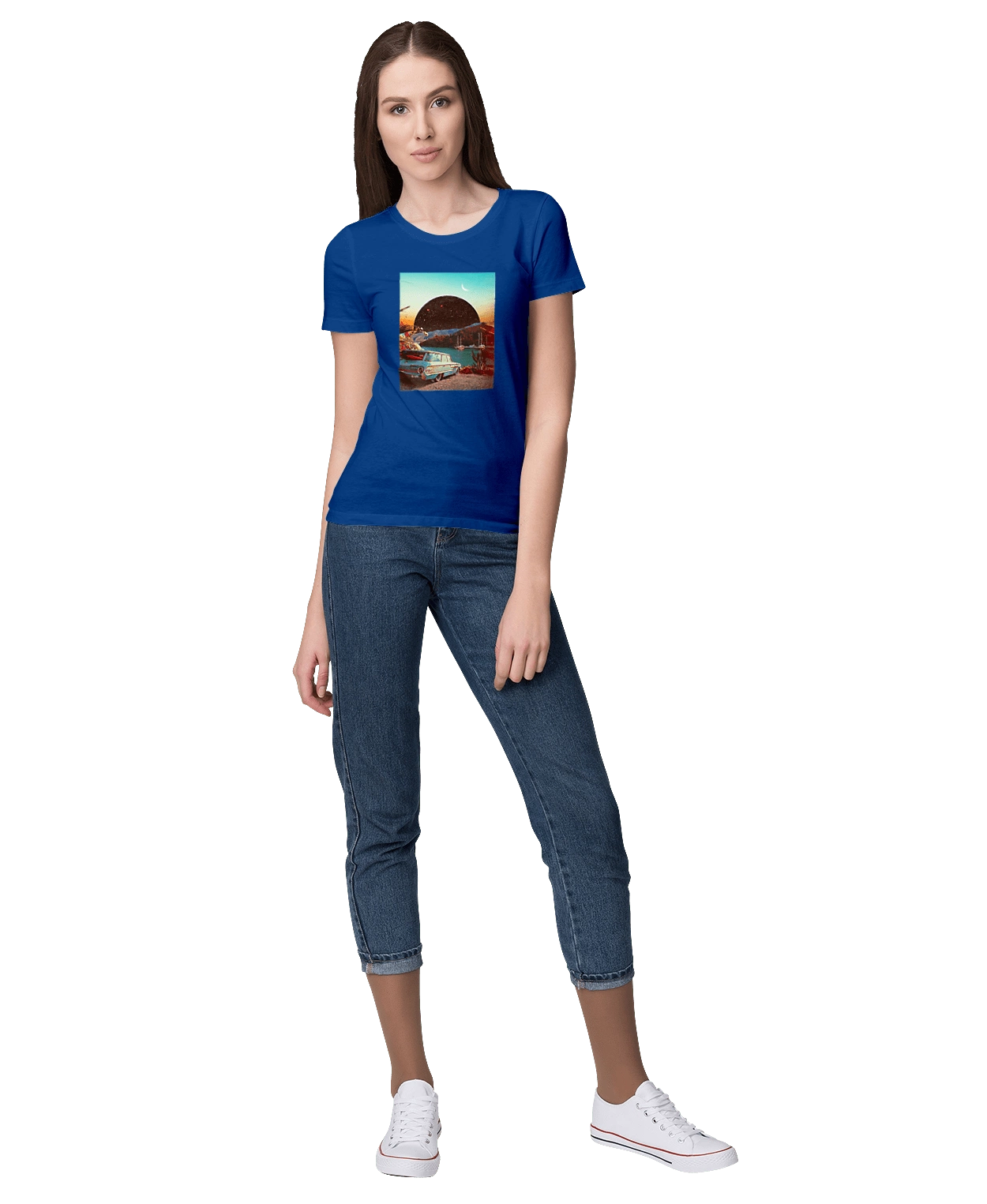 Painting, car by the river