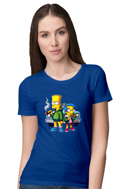 Women's t-shirt with prints Bart Breaking Bad. Bart, breaking bad, cartoon, character, laboratory, milhouse, serial, simpson, simpsons. 2070702