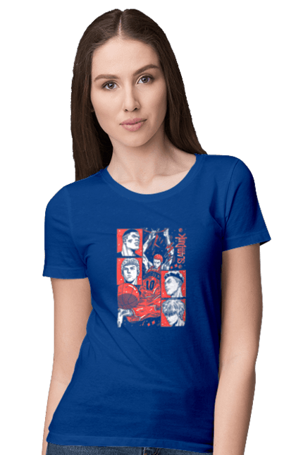 Women's t-shirt with prints Slam Dunk. Anime, basketball, comedy, manga, school, shonen, slam dunk, sports anime. 2070702