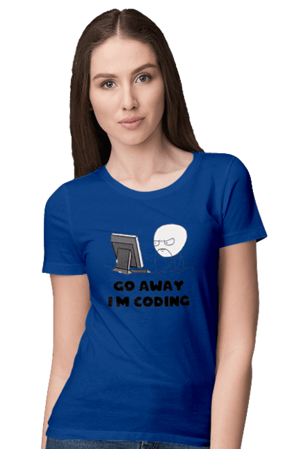 Футболка жіноча з принтом "Іди Я кодую". Айті, айтішник, для айтішника, для програміста, йди я кодую, майстер коду, подарунок айтішнику, подарунок програмісту, програміст, розробник. CustomPrint.market