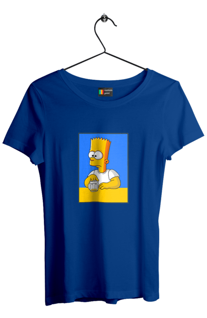 Футболка жіноча з принтом "Барт любитель пива". Барт, барт сімпсон, мультперсонажі, мультфільми, сімпсони, український прапор. 2070702
