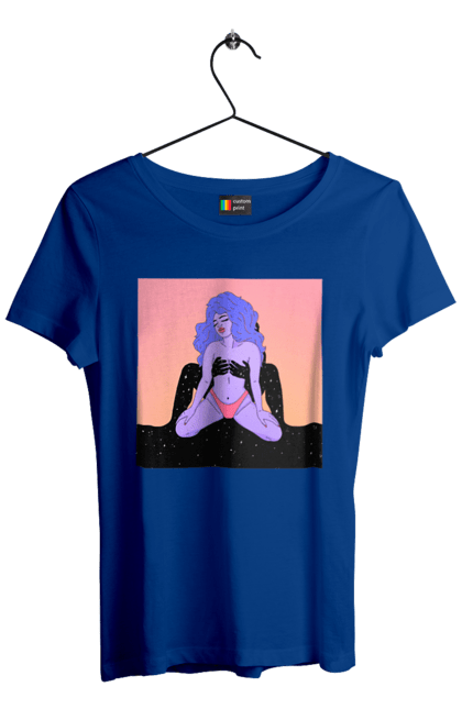 Women`s t-shirt with prints Purple Girl In Panties. Alien, in panties. 2070702