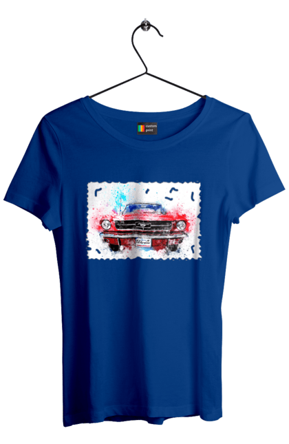 Women`s t-shirt with prints Mustang car. Car, donations, help, horse, mustang, mustang car, paypal, road, ukraine, wheel. 2070702