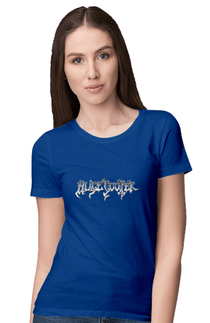 Women's t-shirt with prints Alice Cooper. Actor, alice cooper, hard rock, heavy metal, musician, rock, rock musician. 2070702