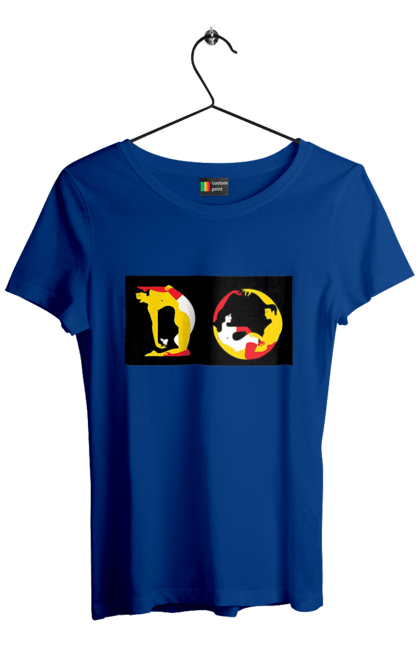 Women`s t-shirt with prints Stretching For An Adult. Poses, stretching. 2070702